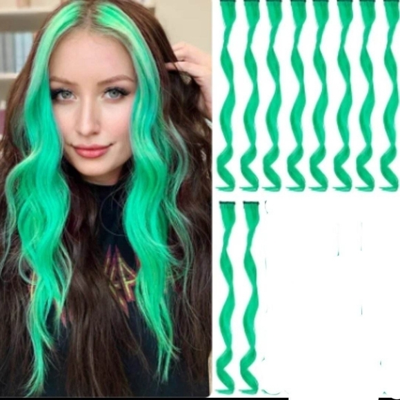 10-Piece Colored Hair Extensions: Curly Wavy Clip-Ins for Girls, Women & Kids - Picture 1 of 3